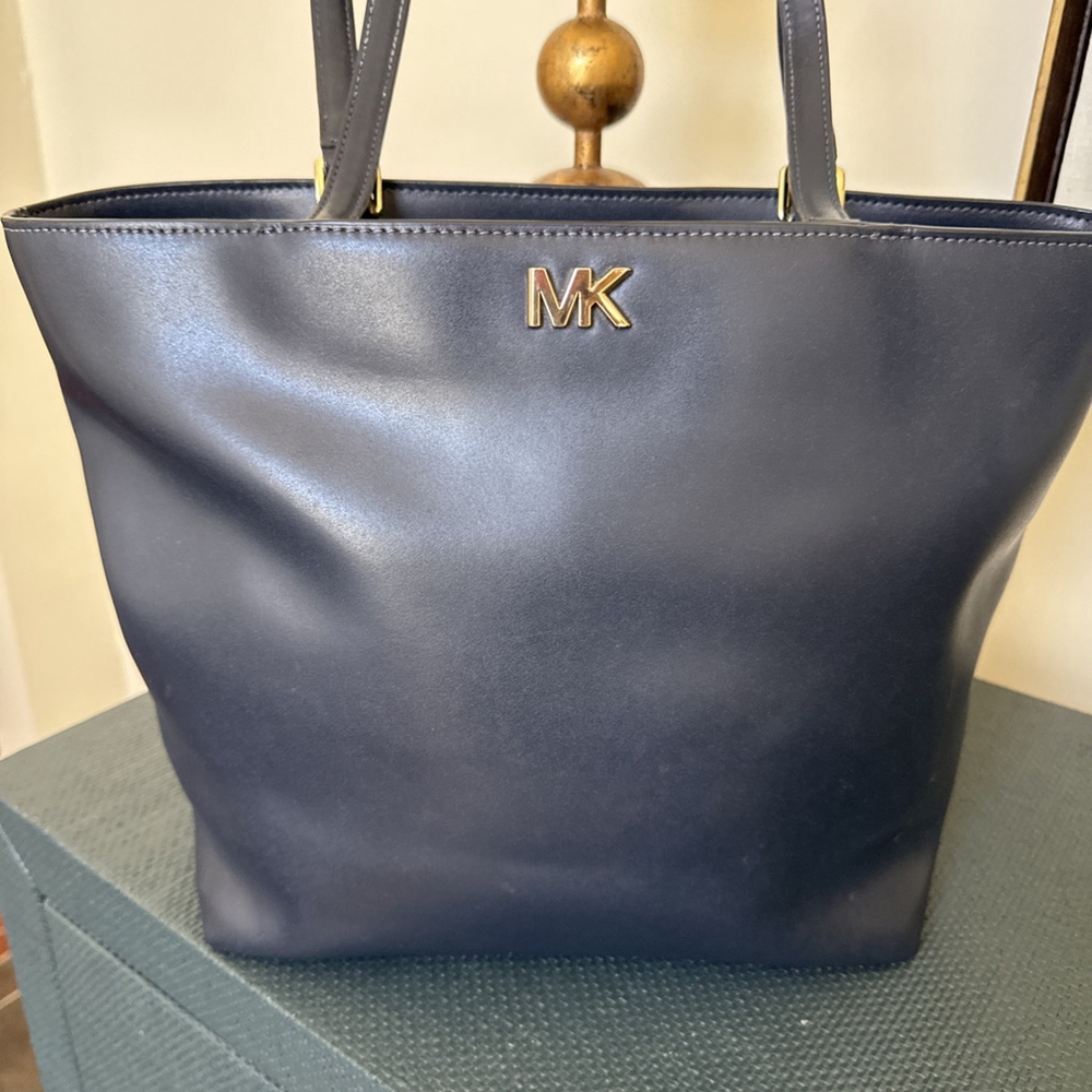 Michael Kors Mott Medium Tote Leather Admiral Blue Shoulder Bag